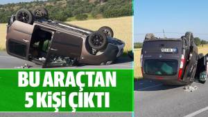 Takla atan araçta aynı aileden 5 kişi yaralandı
