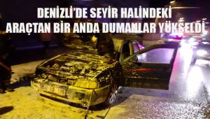 Seyir halindeki otomobilden bir anda dumanlar yükseldi