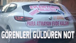 Gelin arabasında yazan not görenleri güldürdü