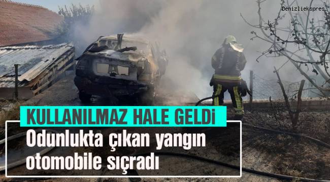 Odunlukta çıkan yangın otomobile sıçradı