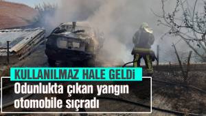 Odunlukta çıkan yangın otomobile sıçradı