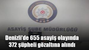 Denizli’de 655 farklı asayiş olayında 372 şüpheli gözaltına alındı