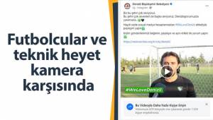 Futbolcular ve teknik heyet kamera karşısında