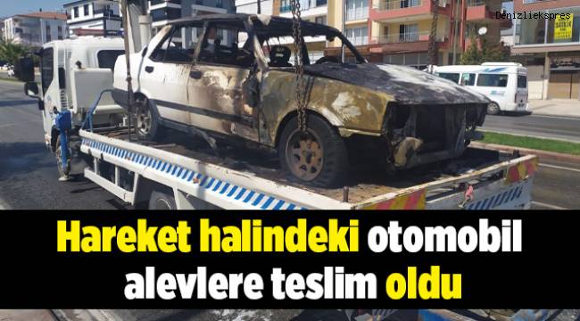 Hareket halindeki otomobil alevlere teslim oldu