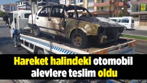 Hareket halindeki otomobil alevlere teslim oldu