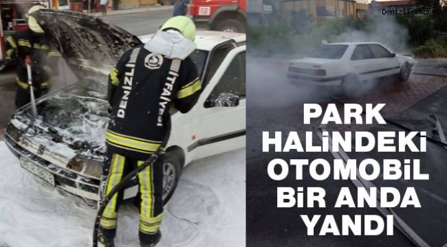 Park halindeki otomobil alev aldı
