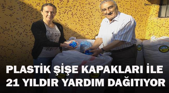 Plastik şişe kapakları ile 21 yıldır yardım dağıtıyor