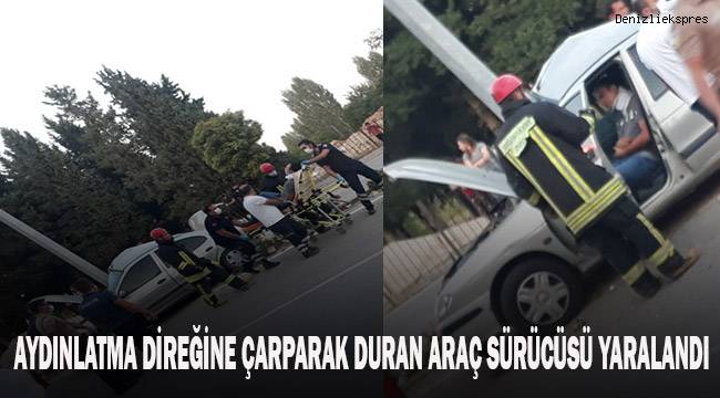 Refüje çarparak durabilen araç sürücüsü yaralandı