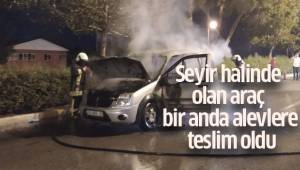 Seyir halinde olan araç bir anda alevlere teslim oldu