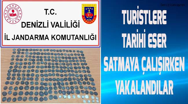 Turistlere tarihi eser satmak isterlerken yakalandılar