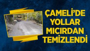 Çameli’nde yollar mıcırdan temizledi