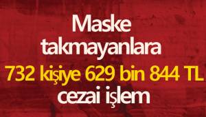 Maske ve sosyal mesafe kuralına uymayan 732 kişiye 629 bin 844 TL ceza