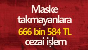 Maske ve sosyal mesafe kuralına uymayan 770 kişiye 666 bin 584 TL ceza