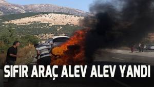 Sıfır araç alev aldı, kadın doktor ve eşi ölümden son anda kurtuldu