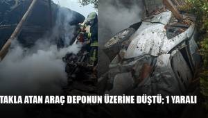 Taklalar atan otomobil, deponun üzerine düştü: 1 kişi yaralandı