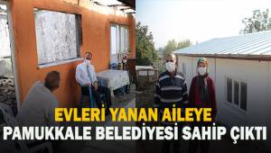 Yangında evlerini kaybeden ailenin yaralarını Pamukkale Belediyesi sardı