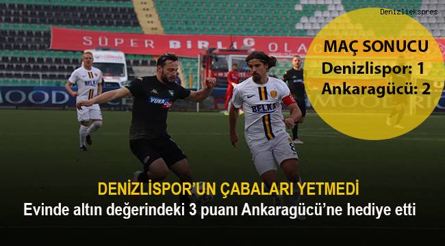 Maç sona erdi Süper Lig: Denizlispor: 1 - MKE Ankaragücü: 2