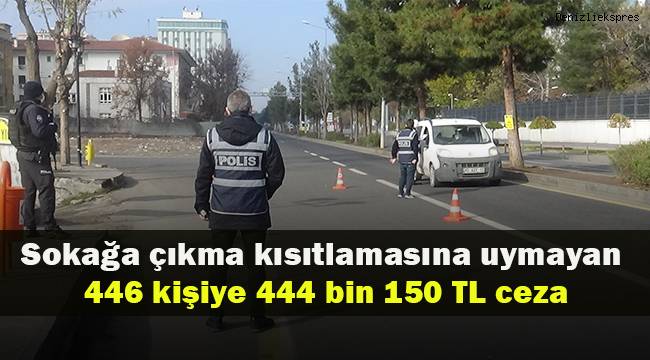 Sokağa çıkma kısıtlamasına uymayan 446 kişiye 444 bin 150 TL cezai işlem uygulandı