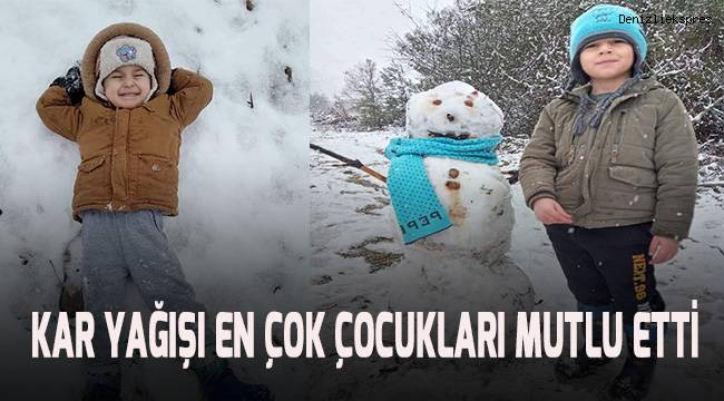 Kar yağışı en çok çocukların yüzünü güldürdü