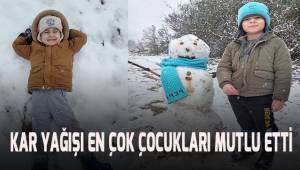 Kar yağışı en çok çocukların yüzünü güldürdü