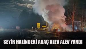 Seyir halindeki araç alev alev yandı