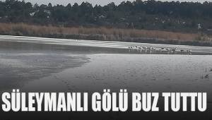 Sıcaklıklar eksiye düşünde Süleymanlı Gölü buz tuttu