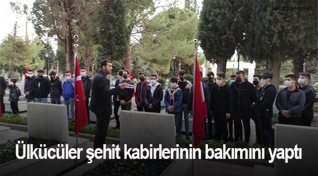 Ülkücüler şehit kabirlerinin bakımını yaptı