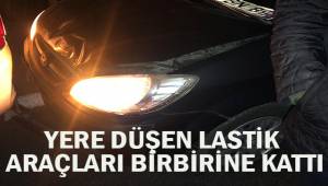 Yola düşen lastik araçları birbirine kattı
