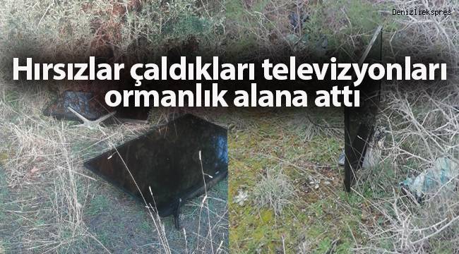 Hırsızlar çaldıkları televizyonları ormanlık alana attı