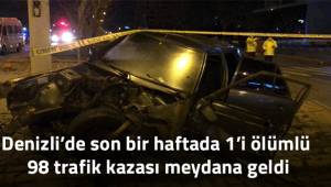 Denizli’de son 1 haftada 1’i ölümlü 98 trafik kazası meydana geldi