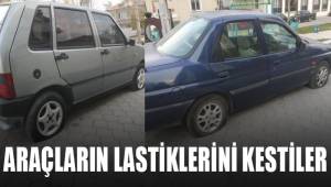 Sokağa girip araçların lastiklerini kestiler