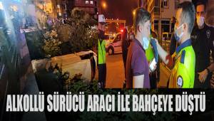 Direksiyon hakimiyetini kaybeden sürücü istinat duvarını aşıp bahçeye düştü