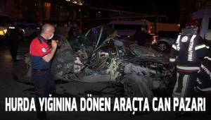 Hurda yığınına dönen otomobilde can pazarı