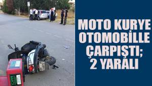 Moto kurye otomobille çarpıştı: 2 yaralı