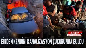 Düz yolda giderken kendini kanalizasyon çukurunda buldu