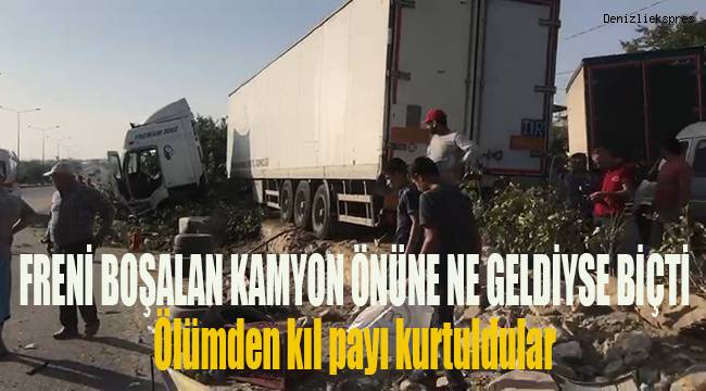Freni boşalan tır önüne ne gelirse biçti