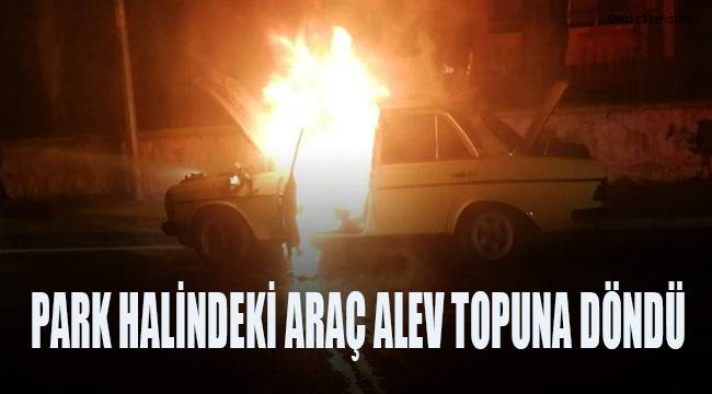 Park halindeki araç alev alev yandı