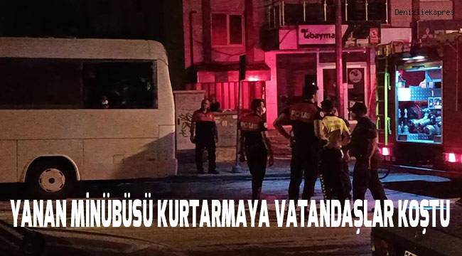 Park halindeyken yanan midibüse ilk müdahaleyi vatandaş yaptı