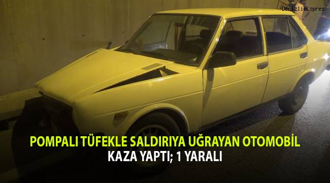 Pompalı tüfekle saldırıya uğrayan otomobil kaza yaptı; 1 yaralı