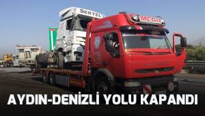 Tır yan yattı, mermer bloklar yola savrulunca otoban çıkışı trafiğe kapandı
