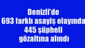 Denizli’de 693 farklı asayiş olayında 445 şüpheli gözaltına alındı