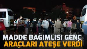 Minibüsün ardından bu kez otomobili ateşe verdi