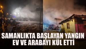 Samanlıkta başlayan yangın ev ve otomobili kül etti