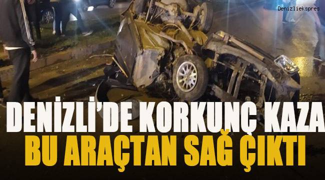 Metal yığınına dönen otomobilden sağ çıktı