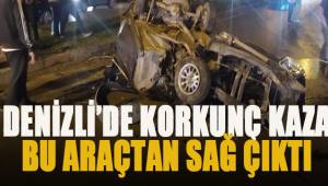 Metal yığınına dönen otomobilden sağ çıktı