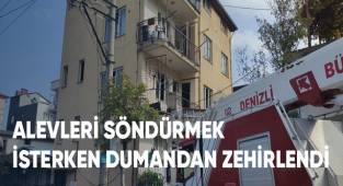 Alevleri söndürmek isterken dumandan zehirlendi