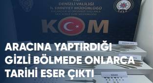 Aracına yaptırdığı gizli bölmede onlarca tarihi eser çıktı