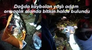 Dağda kaybolan yaşlı adam ormanlık alanda bitkin halde bulundu