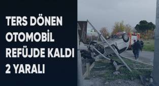 Denizli’de taklalardan atan otomobilde 2 kişi yaralandı