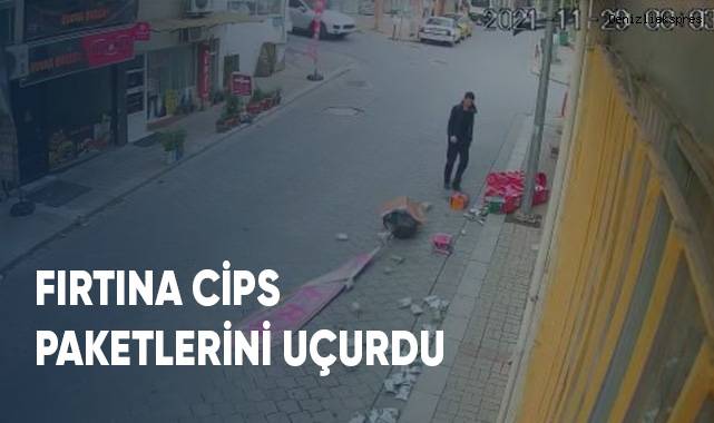 Fırtına cips paketlerini uçurdu